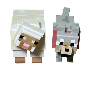 Jazwares Mojang Minecraft Tamed Wolf Dog Toy Action Figure Red Collar And Sheep • $8.12