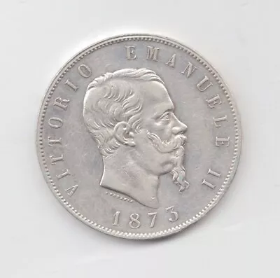 Italy Silver 1873 5 Lire-Lot E22 • $25