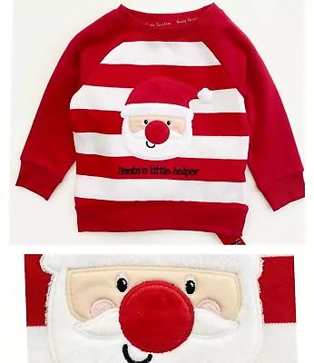 Kids Christmas Jumper Sweatshirt Top Ex Dunnes Festive Cute Santa Red Party Baby • £4.95