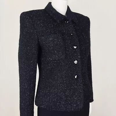 Jones New York Women’s Jacket NWT $229 Wool Blend Metallic Boucle Black Sz 6 • $73.06