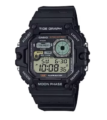 CASIO WS-1700H-1A With Moon Data Tide Graph 100M WR Men's Watch Black Resin Band • $39.99