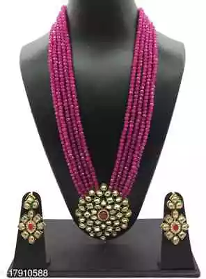 Indian Traditional Crystal Long Necklace Set For Women & Girls Freeship • $28.85