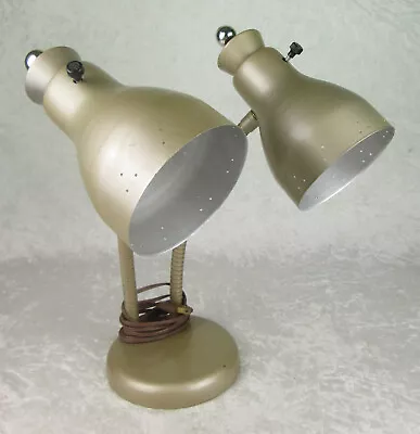 Vintage Mid Century Modern Double Gooseneck Desk Lamp Industrial Pierced 15 Inch • $85