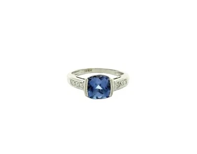 Light Blue Sapphire Ring In 10K White Gold • $207.03