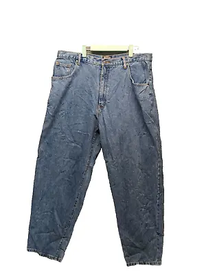 Vintage I.O.U. Men Jeans Mid Rise Straight Leg Solid Blue Medium Wash W:40 L:32 • $19.60