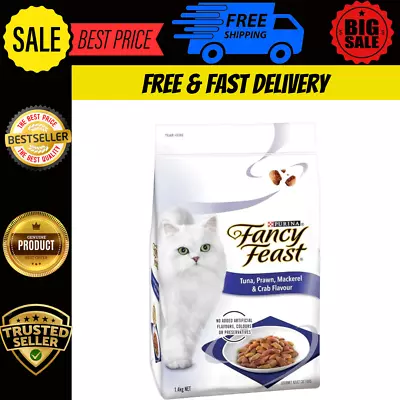 FANCY FEAST Adult Tuna Prawn Mackerel And Crab Flavour Dry Cat Food 1.4Kg • $21.50