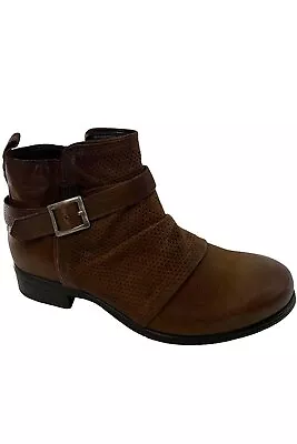 Miz Mooz Leather Ankle Boots With Buckle Suzy Hazelnut • $69.99