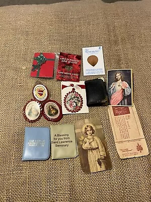 Vintage Lot Catholic Apostleship Of Prayer Red Thread Scapular And Other Items • $19.99