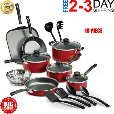 $45.99 • Buy Juego De Ollas Y Sartenes Utensilios Para Cocina 18 Piezas Acero Carbono Set New
