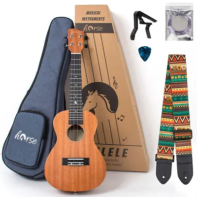 $85.99 • Buy Concert Ukulele 23 Inch Ukelele Mahogany With Gig Bag Strap String Capo Pick
