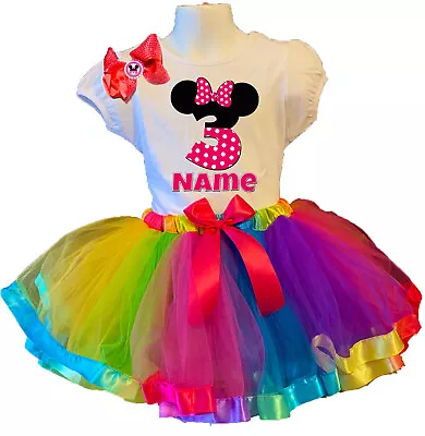Mouse Dress 3rd Birthday Party Outfit Fast Shipping Personalized Rainbow Bday • $19.95
