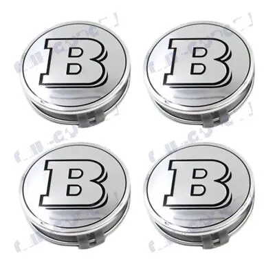 For 4PCS Mercedes Benz Wheel Center Caps Emblem Silver BRABUS Logo 75MM Hubcaps • $18.50