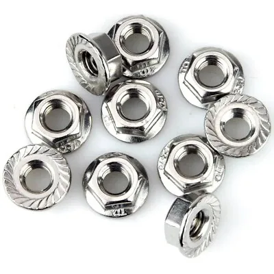 Flanged Nuts Serrated Zinc Plated Steel Flange Nut Bzp Metric M4 - M10  Cheap !! • £0.99