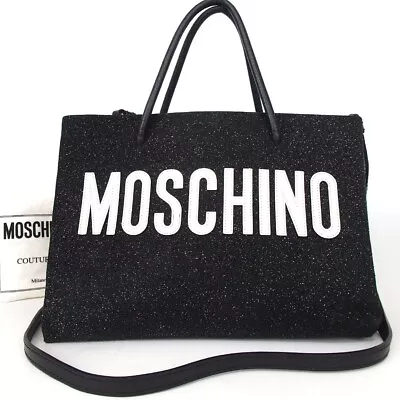 Authentic MOSCHINO Logo 2WAY Lame Handbag Glitter Leather [Used] • $0.99