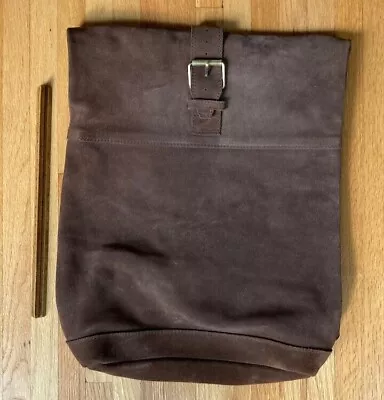 Dark Brown Suede Moroccan Leather Backpack 19  L X 12  W X 3.5  D • $65