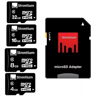 New Strontium 4GB 8GB MicroSD MicroSDHC Card TF Card Class 6 W/SD Card Adapter • $10.80