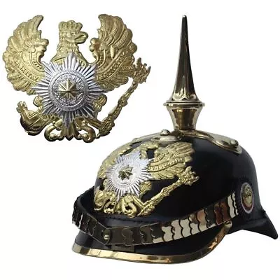 Helmet Prussian German Leather Pickelhaube Officer GERMAN HELMET WWI W/ BADGE • $149.82