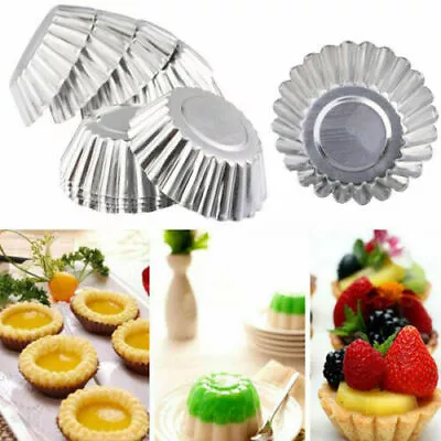 £6.39 • Buy 20Pcs Egg Tart Aluminum Silver Cupcake Cake Cookie Mold Mould Tin Baking Tool