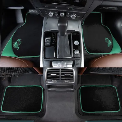 Universal Carpet Car Floor Mats Full Set Anti-Slip Butterfly For Women Green • $35.99