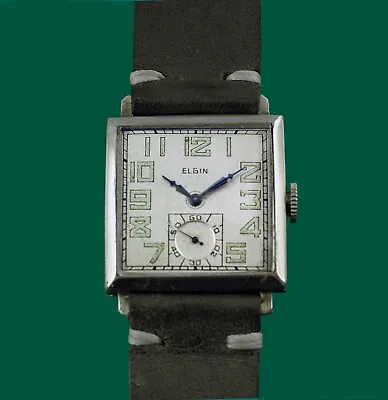 Vintage 1924 ELGIN USA  Art Deco Antique Men's Gold Filled Wrist Watch • $399