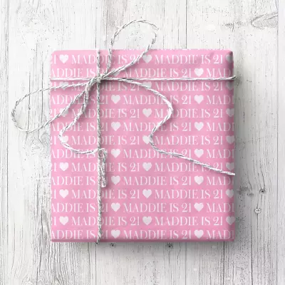 21 Birthday Personalised Name Wrapping Paper 2 Sheets Wrap  Twenty One Pink • £6