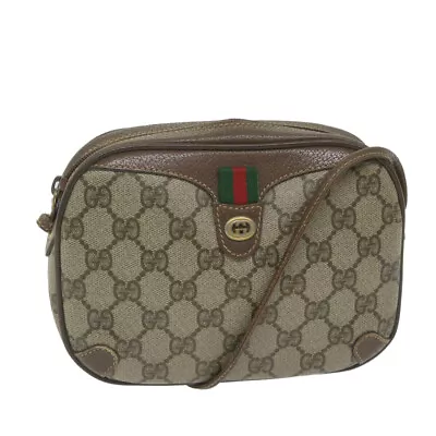 GUCCI GG Supreme Web Sherry Line Shoulder Bag Red Beige 89 02 066 Auth 61996 • $220.80