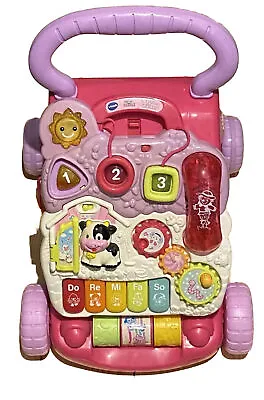 VTech Sit To Stand Learning Walker Pink Activity Toy Lights Sound • $19.90