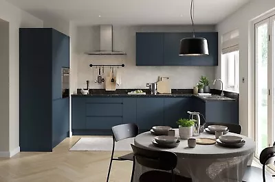 Handleless J-Pull Matt Indigo Blue Kitchen - Finance Available - Not ExDisplay • £473.54