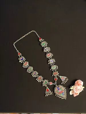 Vintage Kuchi Afghan Colorful Necklace Jewelry • $65