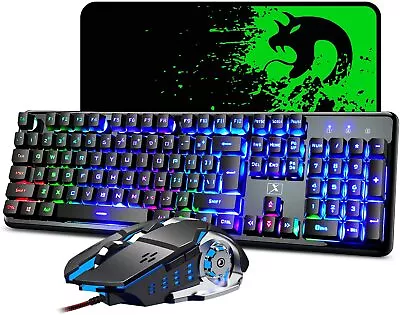 4800MAH 2.4G Wireless Keyboard And Mouse Combo Rechargeable LED Backlit Gaming • $45.53