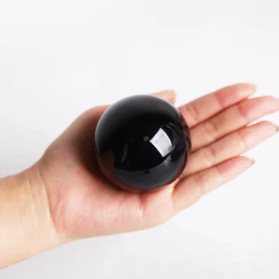 60mm HOT Natural Black Obsidian Stone Ball Healing Quartz Crystal Sphere + Stand • £11.96