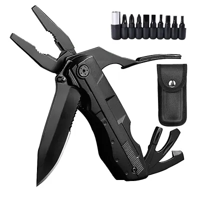 18-in-1 Multi Tool Knife Outdoor Survival Compact Folding Pocket Pliers W/ Bits • $16.98