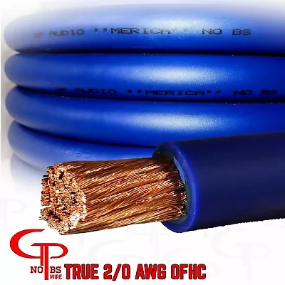 25 Ft TRUE AWG 2/0 Gauge OFC COPPER Power Wire BLUE Ground Cable GP Car Audio  • $189.99