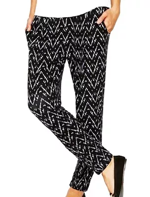 NEW Matty M Women's Brushstroke Soft Pants Pull-On Style Black Chevron XS • $9.89