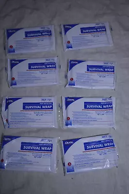 Lot Of 8  Dukal Heat Reflective Survival Wraps. Measures 52 X 84  REF 721 • $15.99