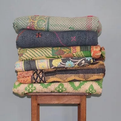 Indian Vintage Kantha Quilts Handmade Reversible Kantha Throws & Blankets • $29.99