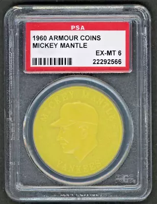 1960 Armour Coins  YELLOW  MICKEY MANTLE PSA 6 EX-MT  RARE MICK  • $109.99