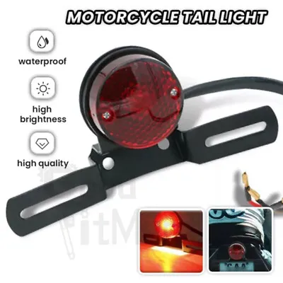 Round Motorcycle LED Brake Tail Light Red For Harley Chopper Bobber Cafe Racer • $13.88