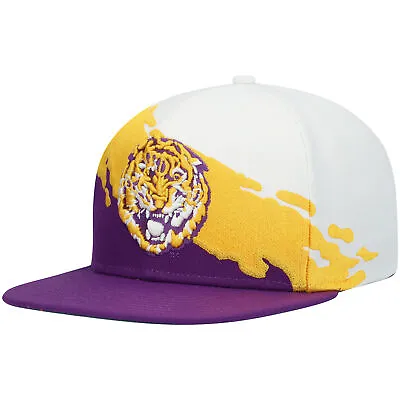 Men's Mitchell & Ness Purple/White LSU Tigers Paintbrush Snapback Hat • $26.99