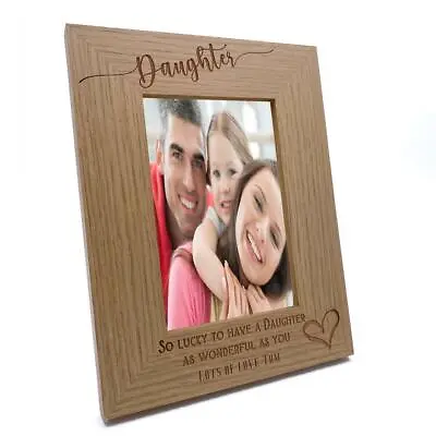 £13.45 • Buy Personalised Daughter Love Heart Engraved Portrait Photo Frame Gift FW643