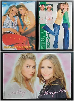 3 X MARY-KATE AND ASHLEY OLSEN POSTER 42x28 Cm CZECH MAGAZINES BRAVO & POPCORN • $37.30