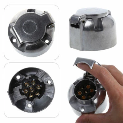 7 Pin Round Plug Trailer Car Caravan Wiring Lights Tow Bar Towing Socket 12 Volt • £5.69