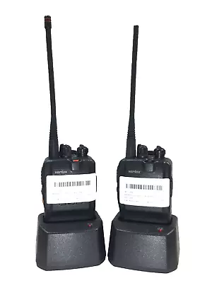 (SET OF 2) Vertex VX- 400U Handheld UHF 2 Way Radios 16 Channel + Charging Base! • $32