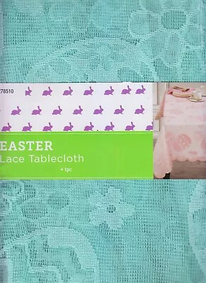 $12 • Buy Blue Lace Rectangle Tablecloth 60 X 84 Inch Easter Egg & Flowers Scalloped Edges