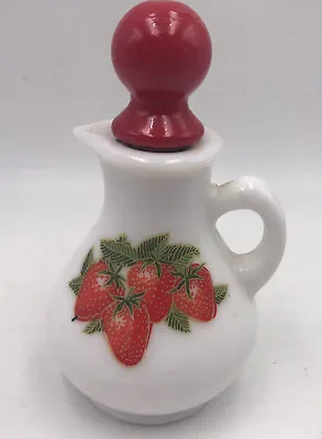 Vintage 1969 Avon Strawberries & Cream Bath Foam Bottle Milk Glass Cork & Top • $5.99