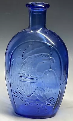 Vintage Reproduction Cobalt Blue Glass Columbia Eagle Historical Bottle Flask • $13