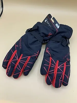 New Spyder Men’s Black Logo Insulated Ski Winter Snow Gloves Size S/M • $29.99