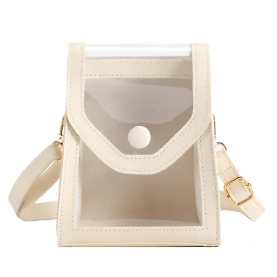 Women Clear Bags PU Plastic Transparent Square Simple Ladies Purse Female Clutch • $13.69