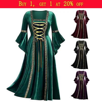 Womens Casual Medieval Renaissance Gothic Costume Witch Cosplay Fancy Dress • £18.75