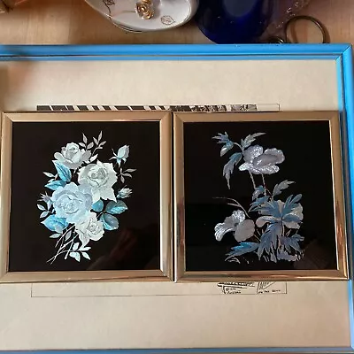 VTG 3D Flower Wall Decor Kafka Industries Foil Screened Etching 6×6  Set Of Two • $22.50